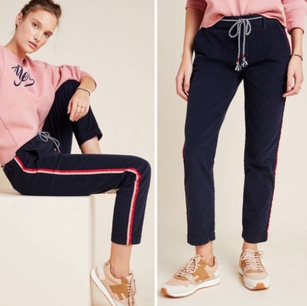 NWT Anthropologie Sundry Striped Navy Corduroy Trousers - Size 29